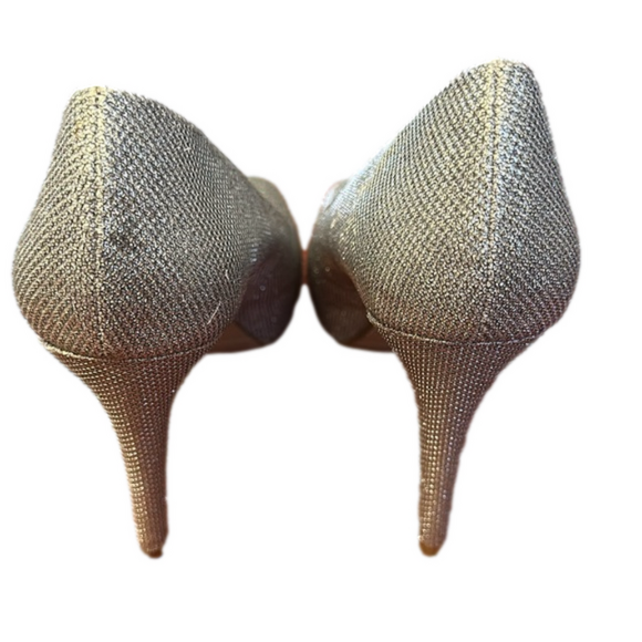 Nine West Silver Open Toe Platform Heels - Picture 2 of 13